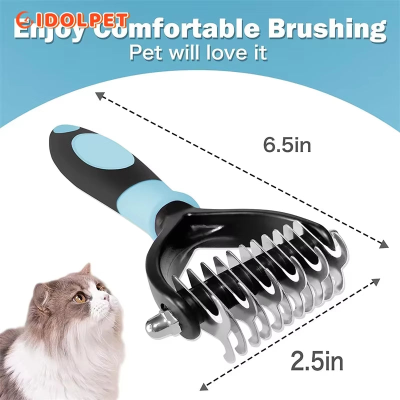 Cepillo Profesional Para Eliminar Pelo De Mascotas, Peine De Doble Cara Para Desenredar Perros Y Gatos, Herramienta De Aseo Para Cachorros, Eliminación De Pelo Suelto Y De Subpelo