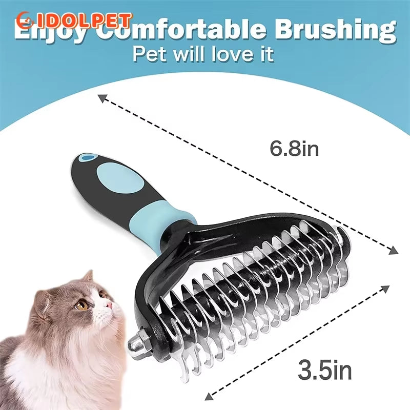 Cepillo Profesional Para Eliminar Pelo De Mascotas, Peine De Doble Cara Para Desenredar Perros Y Gatos, Herramienta De Aseo Para Cachorros, Eliminación De Pelo Suelto Y De Subpelo