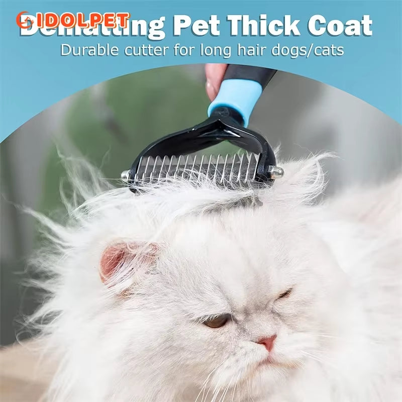 Cepillo Profesional Para Eliminar Pelo De Mascotas, Peine De Doble Cara Para Desenredar Perros Y Gatos, Herramienta De Aseo Para Cachorros, Eliminación De Pelo Suelto Y De Subpelo