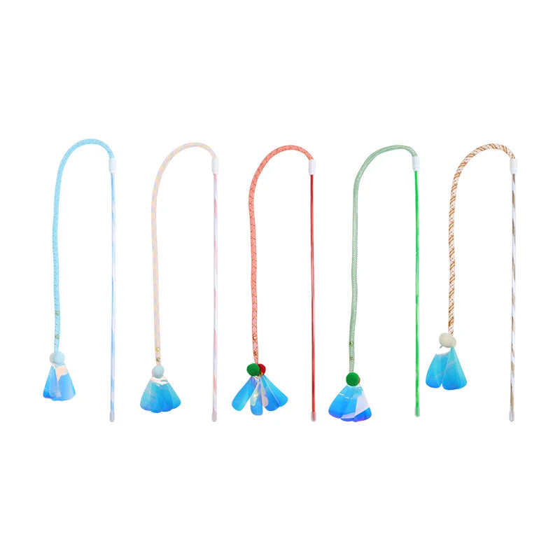 Cat Toy Colored Hose Cat-Teasing Stick with Built-In Bell External Laser Sequins Interactive Play Pet Supplies