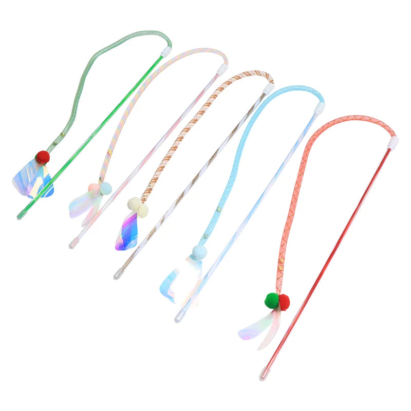 Cat Toy Colored Hose Cat-Teasing Stick with Built-In Bell External Laser Sequins Interactive Play Pet Supplies