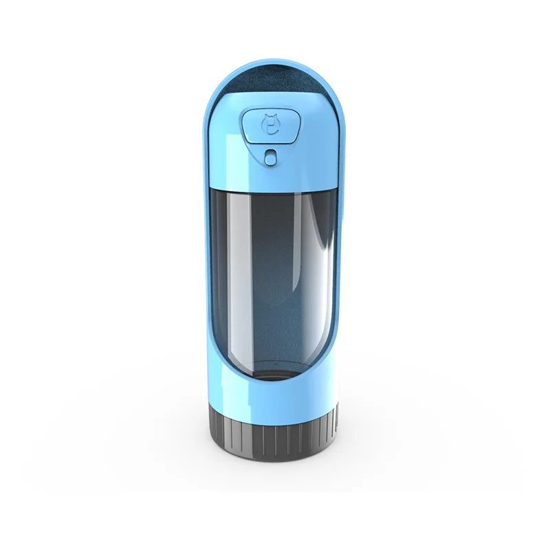 Botella portátil dispensadora de agua para perros. Ideal para viajes o aire libre.