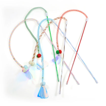 Cat Toy Colored Hose Cat-Teasing Stick with Built-In Bell External Laser Sequins Interactive Play Pet Supplies