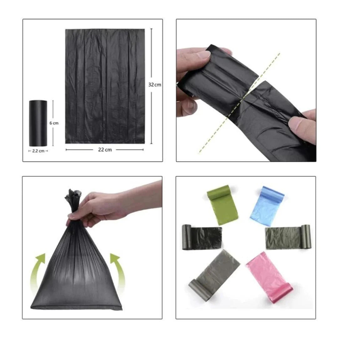 Bolsas para excrementos de perro (paquetes de 150 a 1500 unidades): bolsas negras o multicolores para recoger los desechos de mascotas.