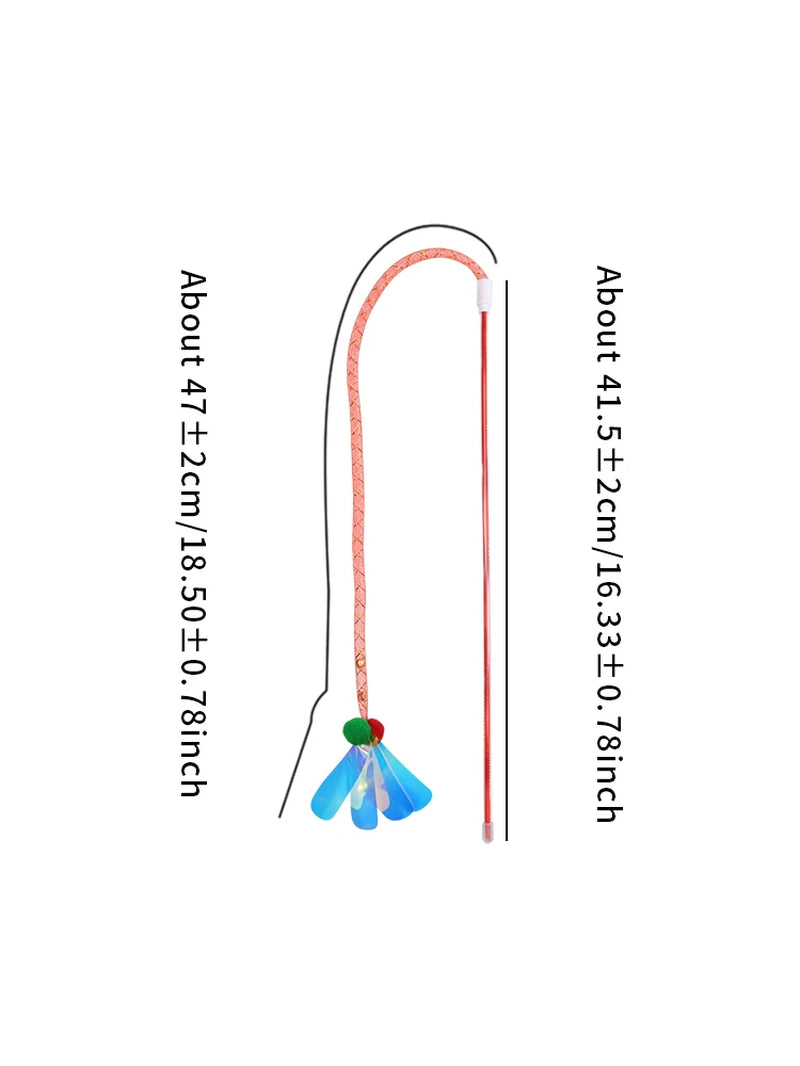 Cat Toy Colored Hose Cat-Teasing Stick with Built-In Bell External Laser Sequins Interactive Play Pet Supplies