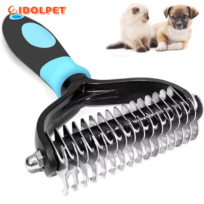 Cepillo Profesional Para Eliminar Pelo De Mascotas, Peine De Doble Cara Para Desenredar Perros Y Gatos, Herramienta De Aseo Para Cachorros, Eliminación De Pelo Suelto Y De Subpelo